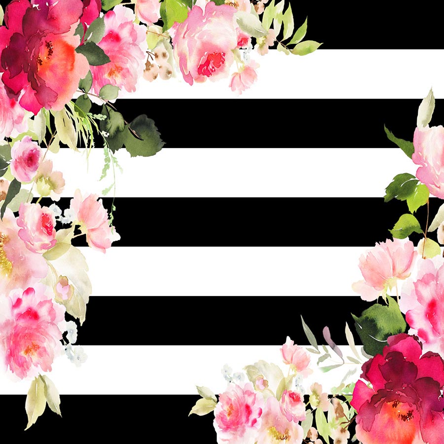Black Strips With Patterns Flower Backdrop For Summer Photography –  Shopbackdrop