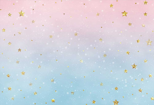 Fox Pink Blue Gradient Little Stars Vinyl Photography Backdrop