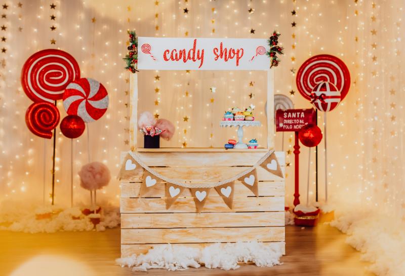 Fox Candy Shop Valentine's Day Vinyl Backdrop