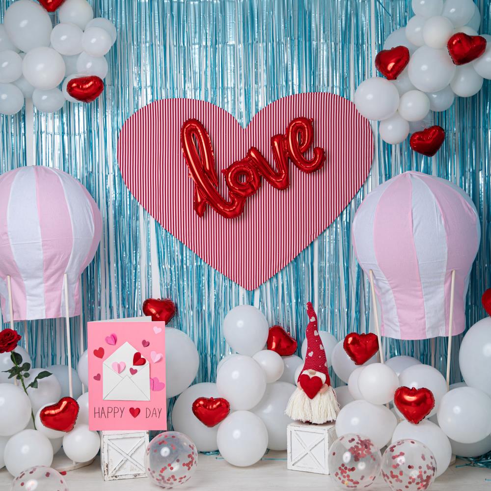 Fox Valentine's Day Hot Air Balloon Vinyl Backdrop Designed By Blanca Perez