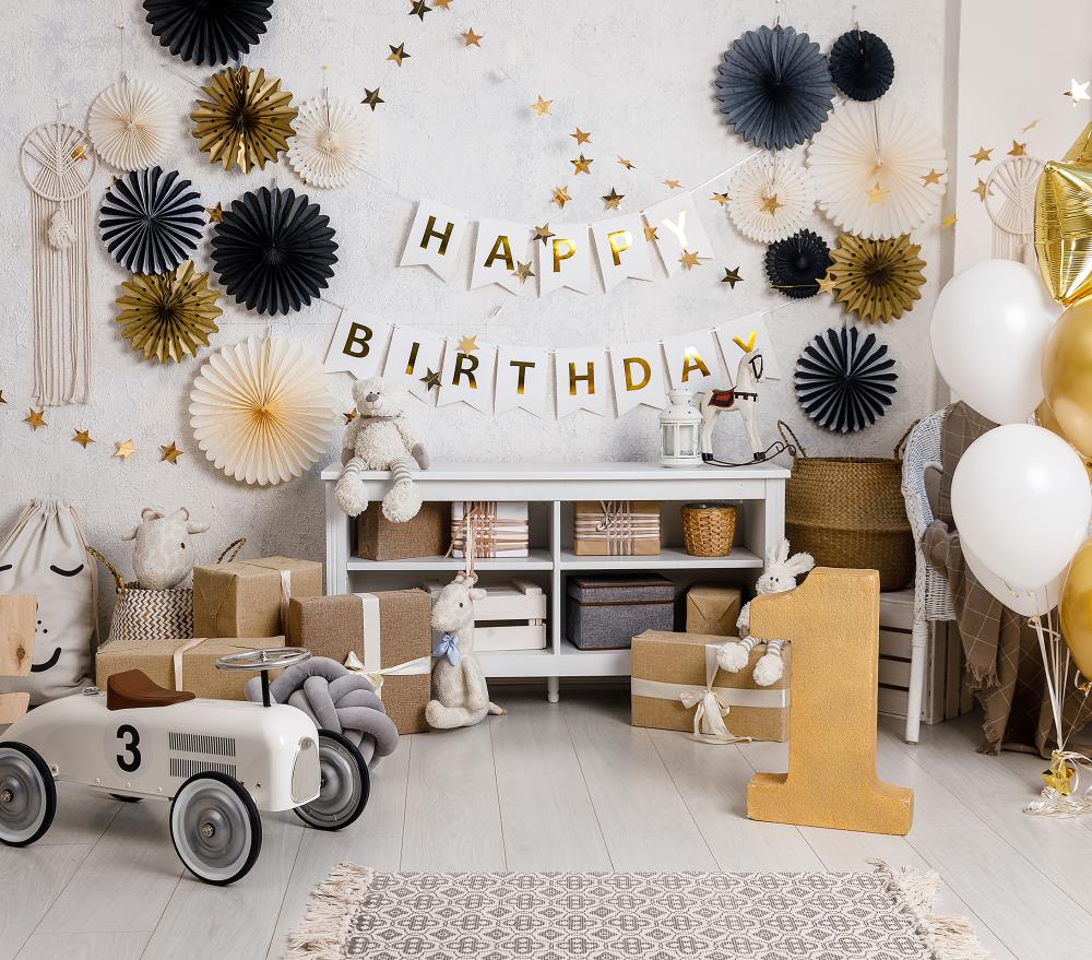 Fox Birthday Present Car Balloon Photography Vinyl Backdrop Designed by Silvia