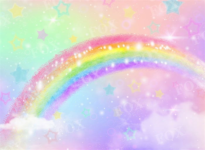 Fox Colorful Rainbow Stars Vinyl Photography Backdrop