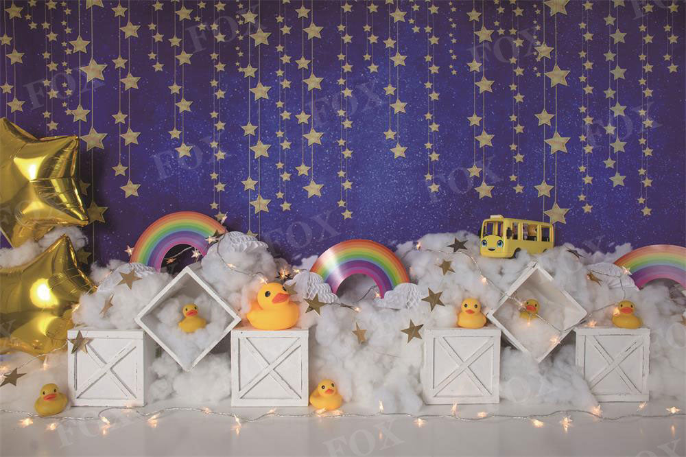 Fox Cloud Toy Stars Rubber Duck Birthday Vinyl Backdrop Designed By Joy Perez