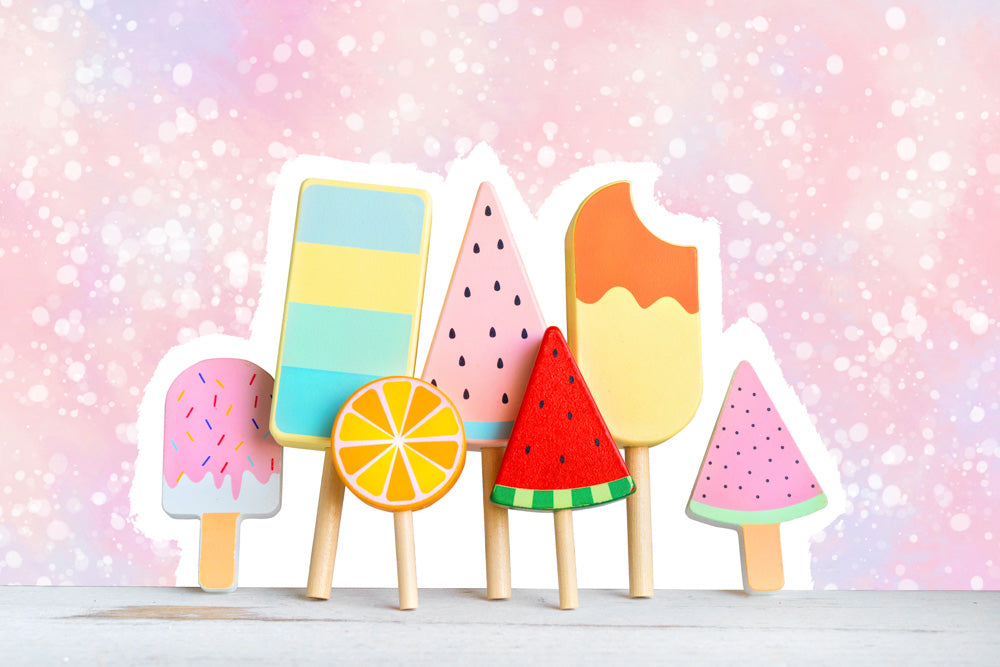 Fox Rolled Summer Birthday Ice-cream Vinyl Photos Backdrop