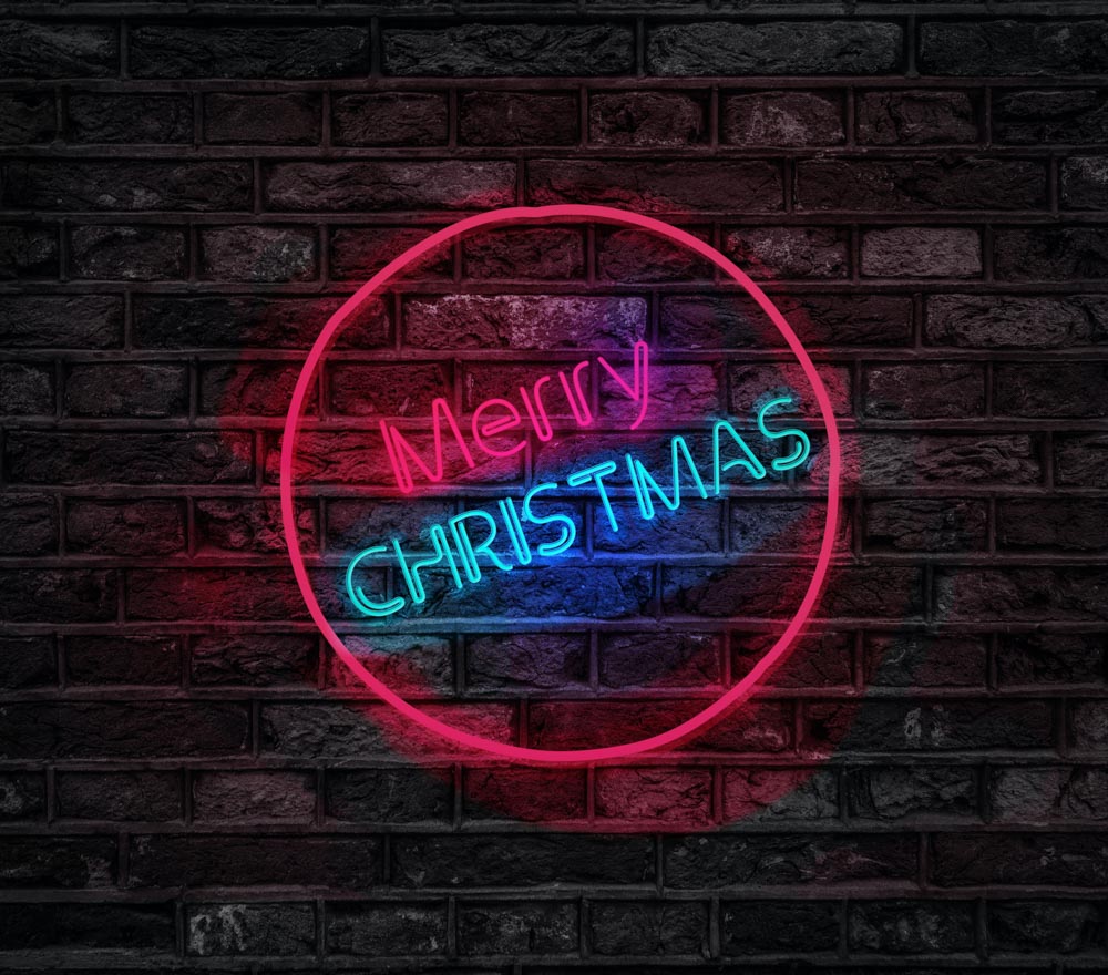 Fox Neon Christmas Lights Outdoor Photography Vinyl Backdrop