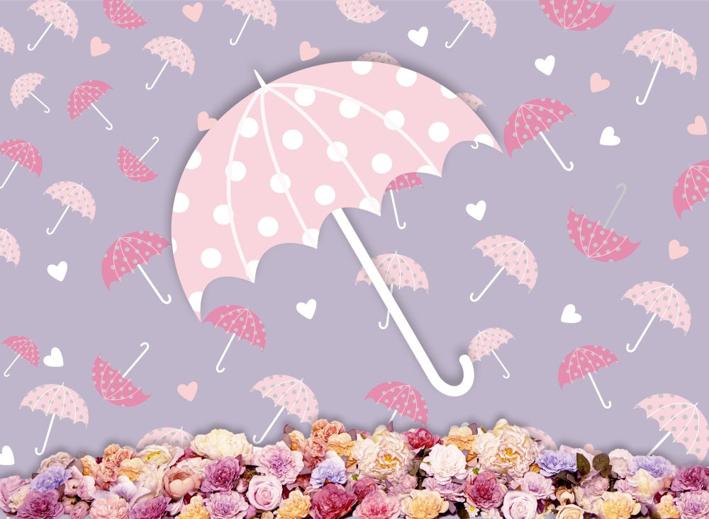 Fox Valentine's Day Pink Umbrella Vinyl Backdrop Designed by JT photography