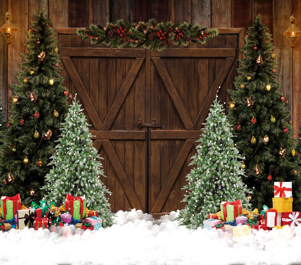 Fox Christmas Tree Vintage Door Gift Vinyl Backdrop – Foxbackdrop