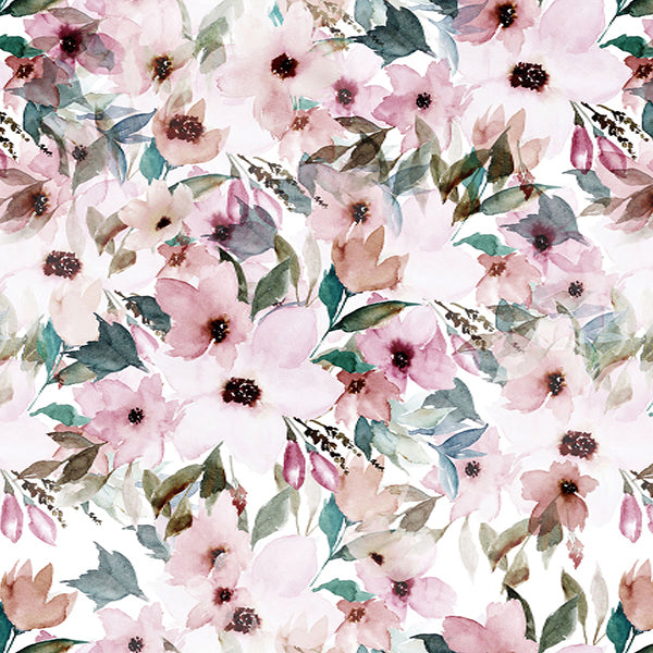 Fox Rolled Watercolor Pink Flowers Vinyl Photos Backdrop - Foxbackdrop