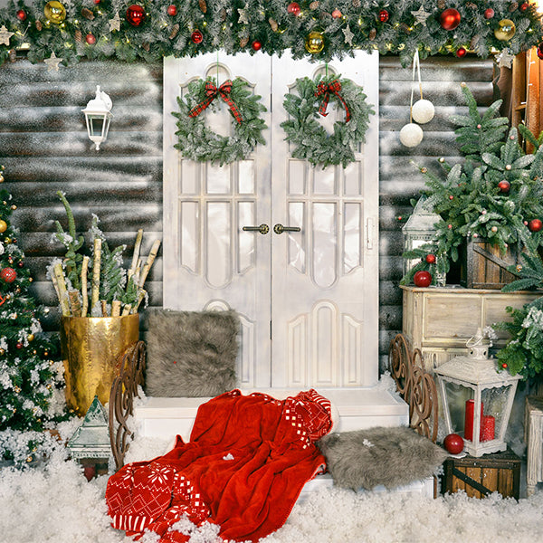 Fox Christams Trees Vinyl Photos Backdrop - Foxbackdrop