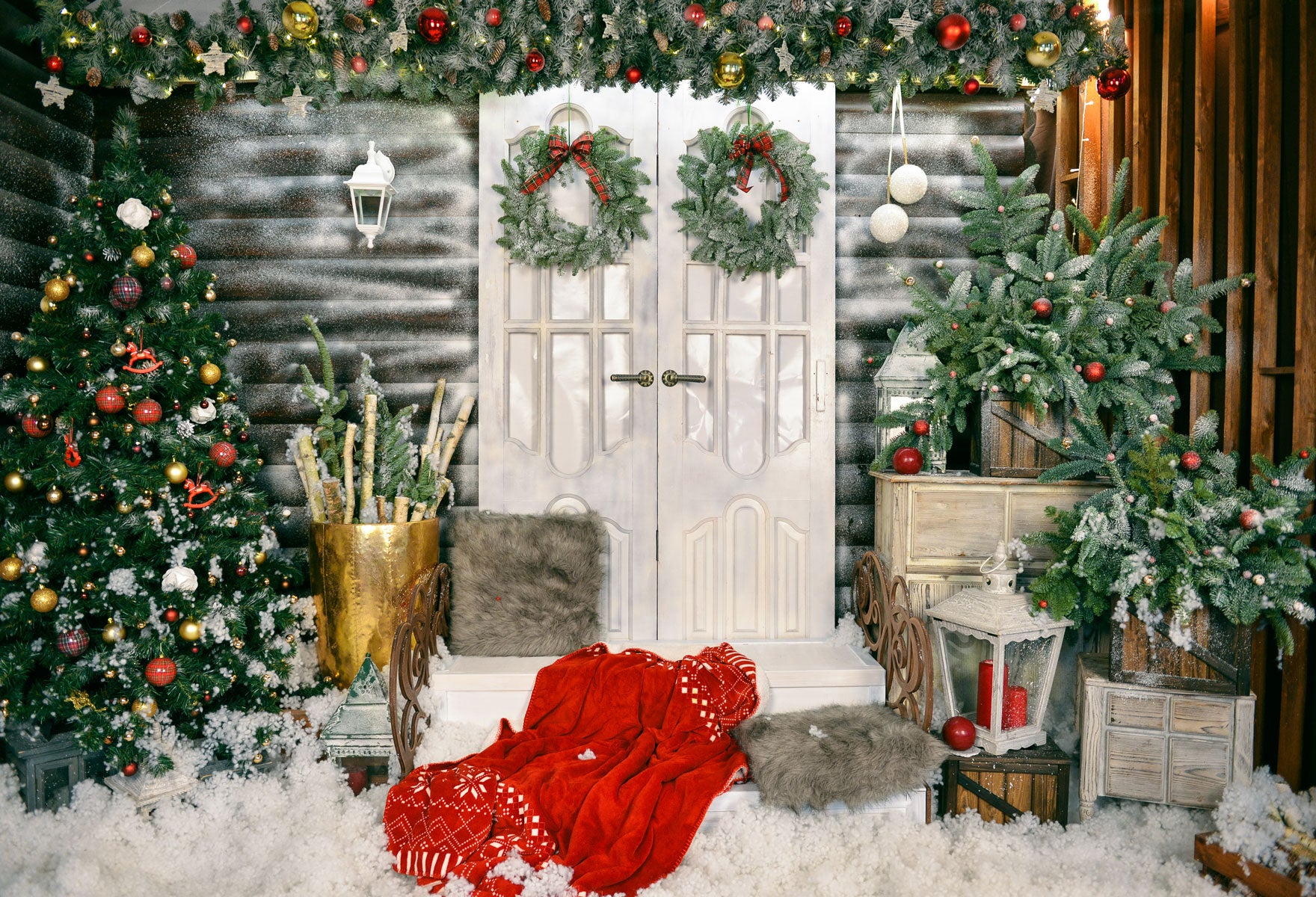 Fox Christams Trees Vinyl Photos Backdrop - Foxbackdrop