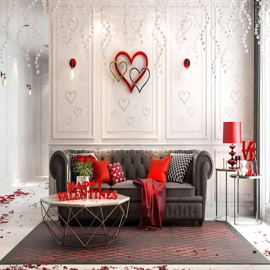 Fox Rolled Vinyl Indoor Sofa Valentine's Day Photo Backdrop - Foxbackdrop