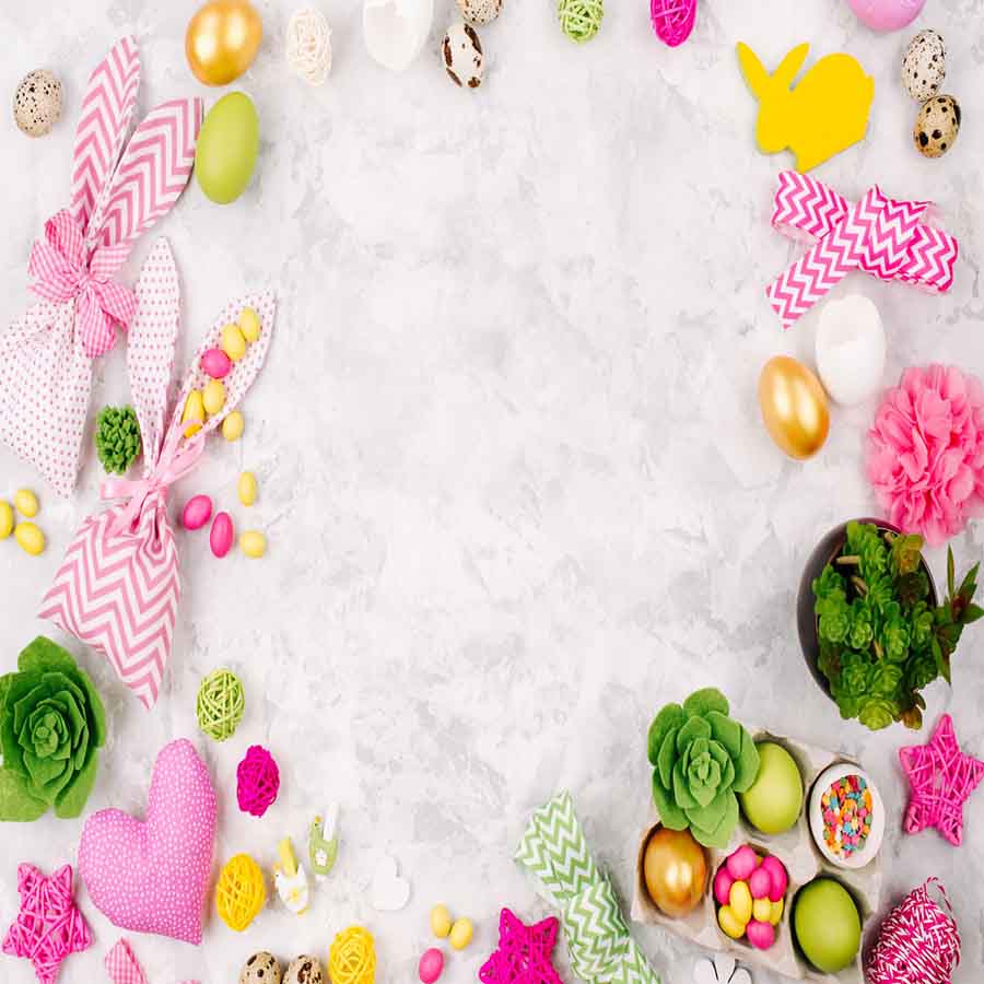 Fox Rolled Flowers Eggs Vinyl Easter Backdrops - Foxbackdrop