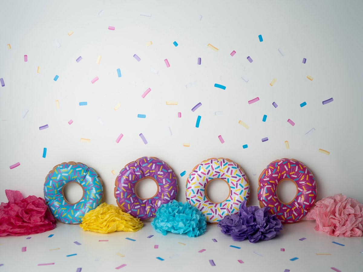 Fox Donuts Children Birthday Vinyl Backdrop Design by Kali - Foxbackdrop