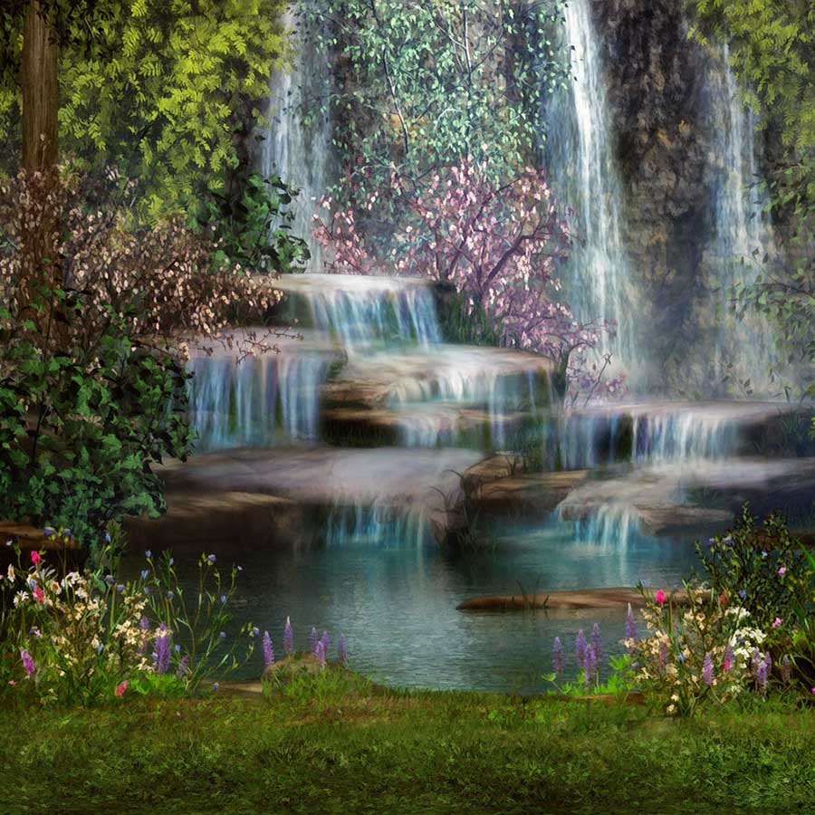 Fox Rolled Natural Scenery Waterfall Vinyl Backdrop - Foxbackdrop