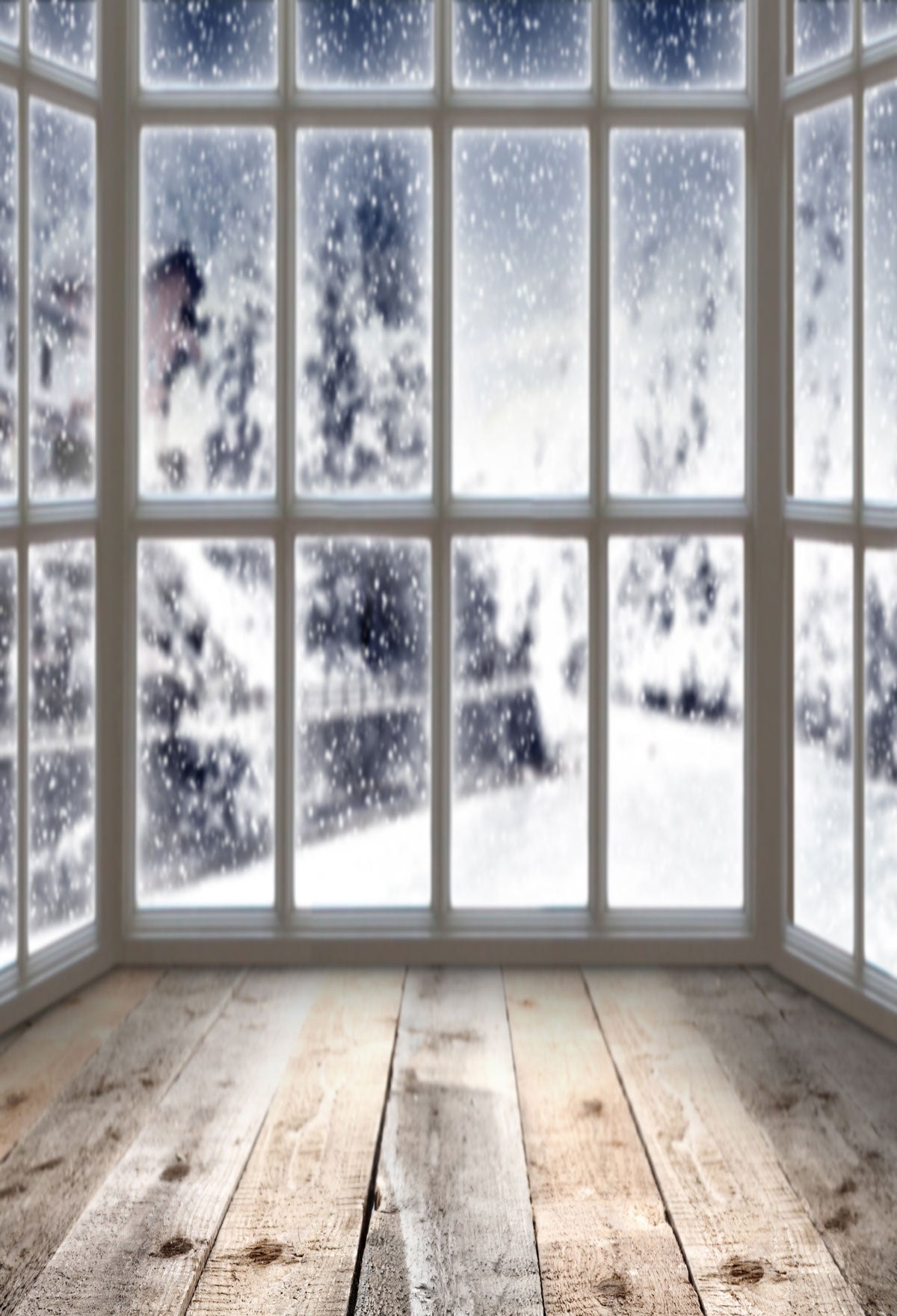 Fox Rolled Window Snow Winter Vinyl Photos Backdrop - Foxbackdrop