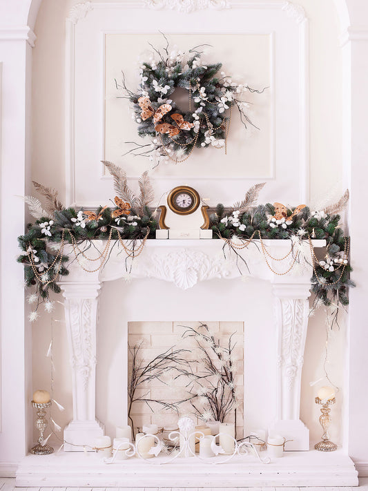 Fox White Christmas Vinyl Photos Backdrop - Foxbackdrop